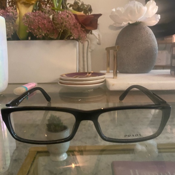 New Prada Eyeglasses Black Frames Silver Details - Picture 2 of 9